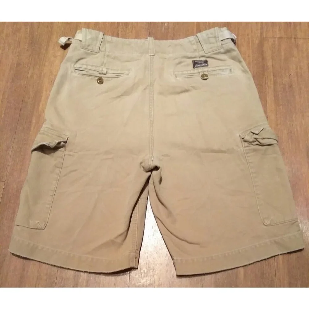 Abercrombie & Fitch Mens Cargo Shorts sz 30 Khaki Brown Textured with Button Fly